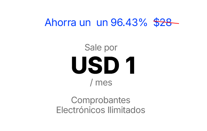Precio sistema de facturación plan One de 1 dolar
