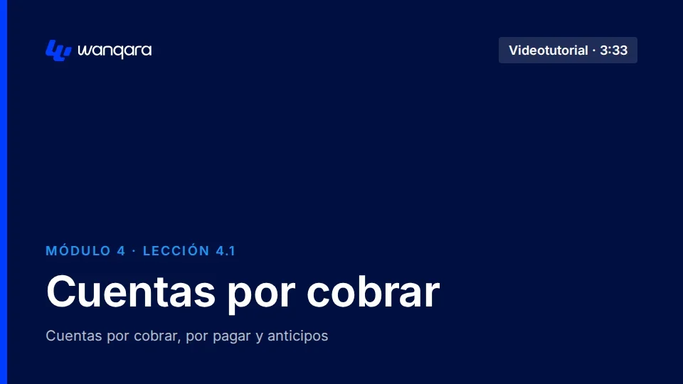 Videotutorial de Wanqara Software: Cuentas por cobrar (lección 4.1)