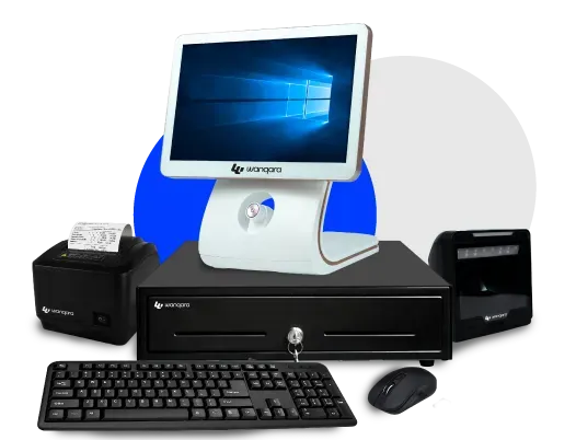 Punto de venta táctil con impresora térmica, gaveta de dinero, teclado, mouse y lector compatibles con Wanqara