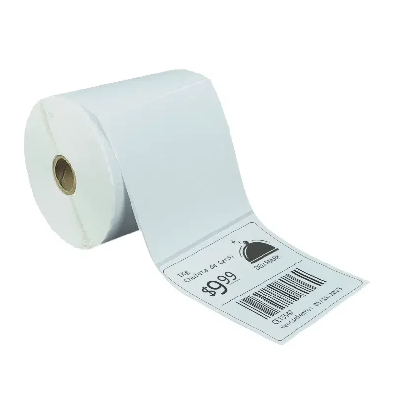 Rollo de etiquetas térmicas adhesivas blancas