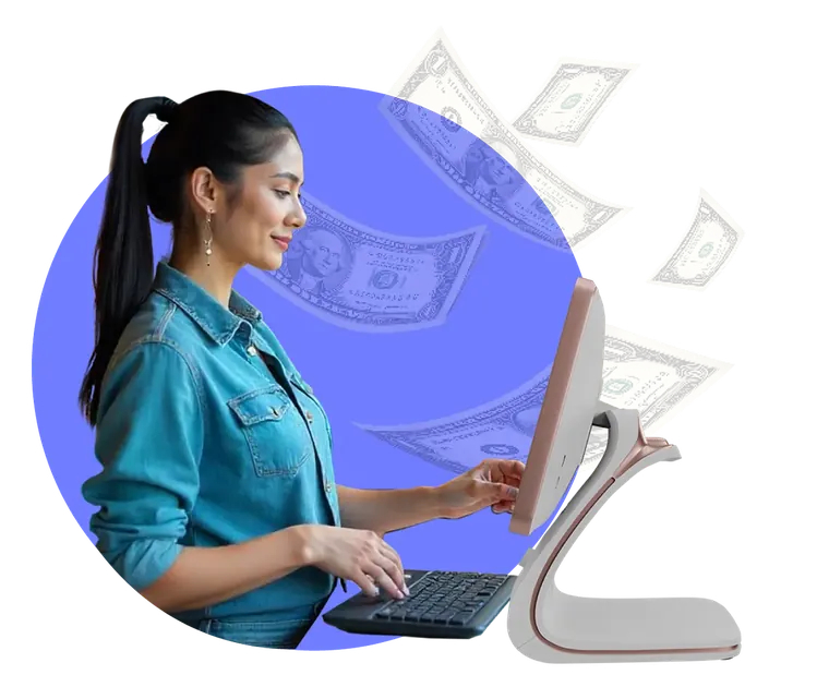 Comerciante usando el punto de venta táctil de Wanqara
