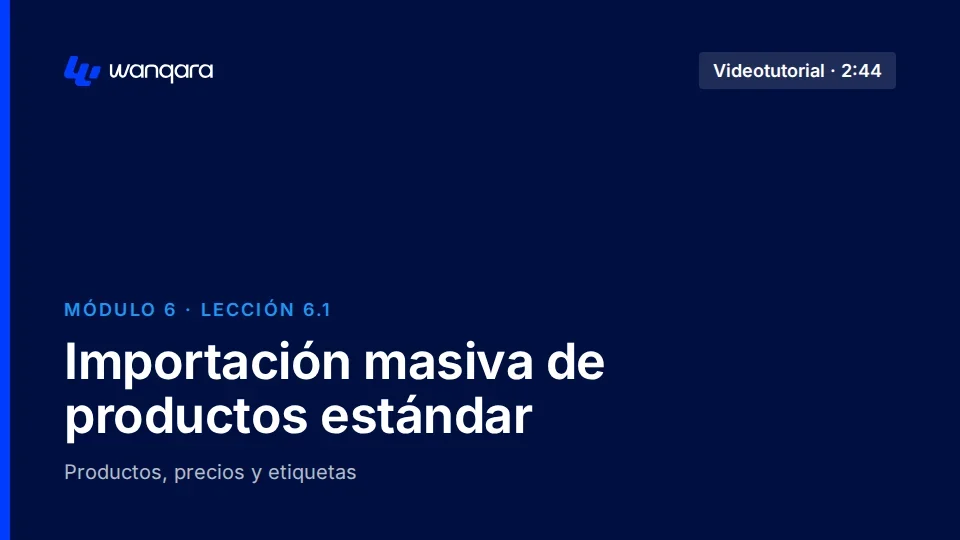 Videotutorial de Wanqara Software: Importación masiva de productos estándar (lección 6.1)