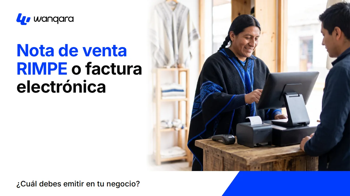 Dueño indígena de una tienda de artesanías cobra a un cliente en su punto de venta táctil con impresora de tickets