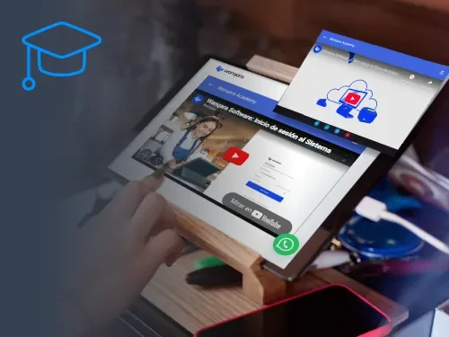 Videotutorial de Wanqara Academy en la tablet de una tienda